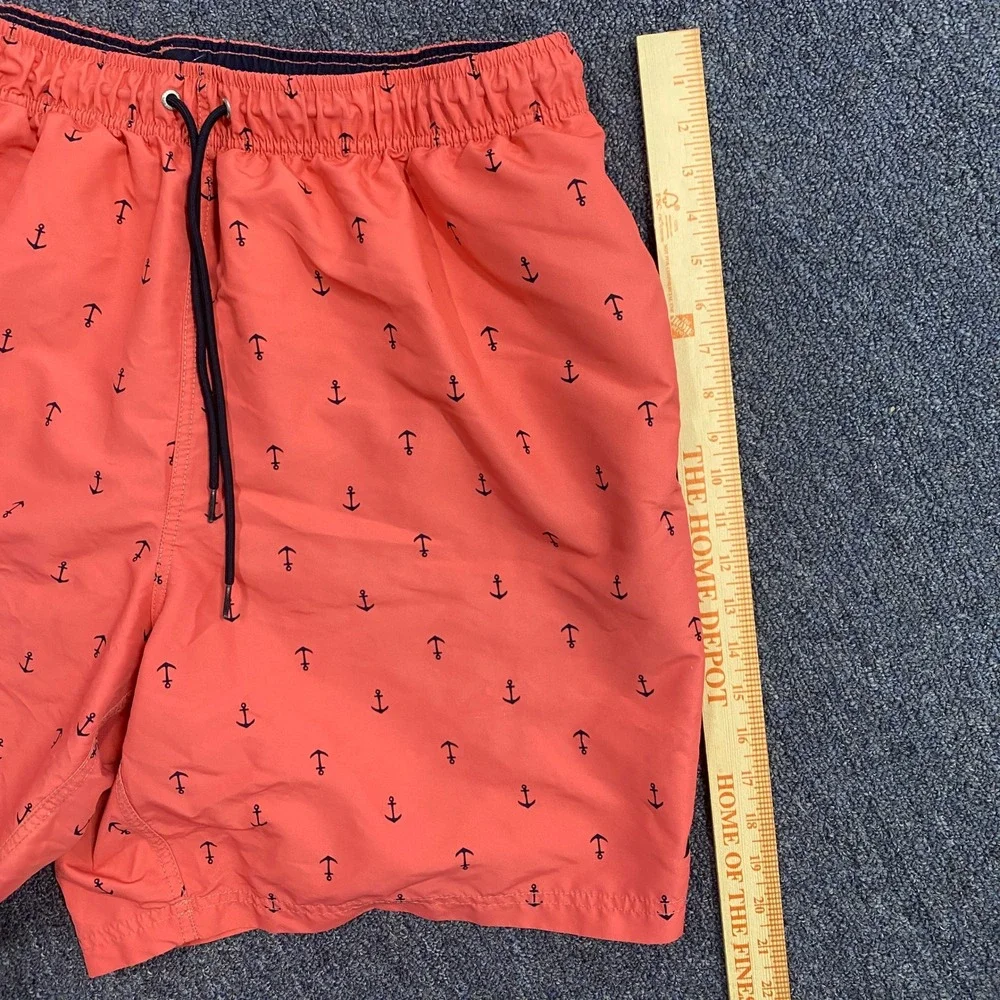 Nautica Swim Trunks Mens 2XL Coral Pink Anchor‎ Print Mesh Lined XXL
